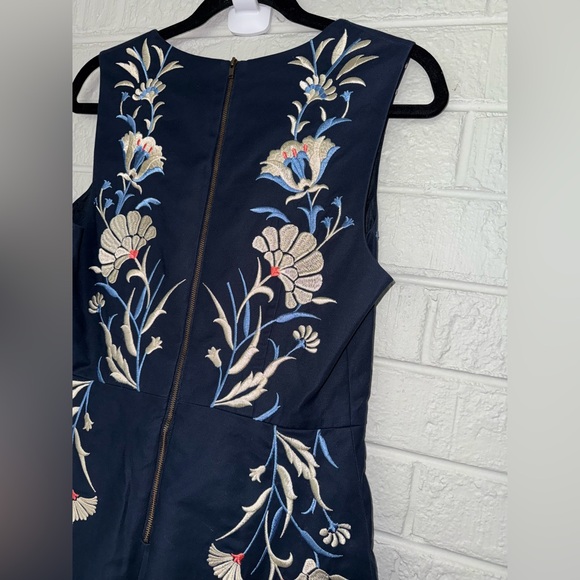 MOULINETTE SOEURS Anthropologie Bellflower Blue Embroidered dress Sz 8 ✨ - Picture 7 of 13